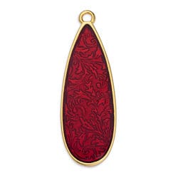 (GQD6805B) GOLD / BURGANDY Flat drop piece 33mm 24kt Gold Plated Flat drop piece 33mm 24kt Gold Plated