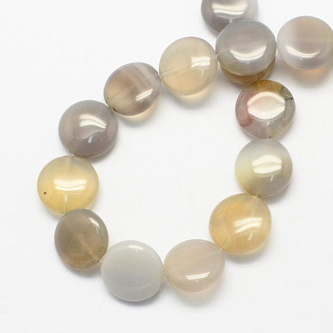 Flat Round Gemstone Natural Grey Agate Stone Beads Strands, 16MM (BG4730) Flat Round Gemstone Natural Grey Agate Stone Beads Strands, LightGrey Size: about 16mm in diameter, 5mm thick, hole: 1mm; about 25pcs/strand, 16.5"