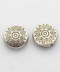 Flat round metal Bead (5 pieces) (TB4439) Tibetan Silver Beads,