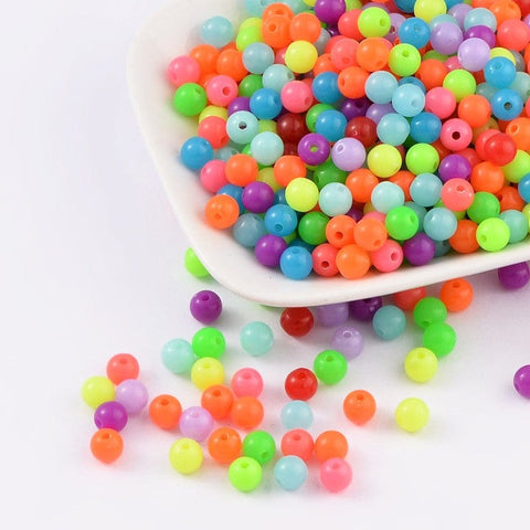 Fluorescent Acrylic Beads, Round, Mixed Color 6mm (15 GMS) Fluorescent Acrylic Beads, Round, Mixed Color 6mm (15 GMS)