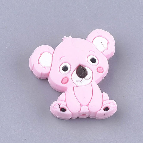 PINK Food Grade Silicone Beads For Teethers, Beagle Dog/Koala 28mm Food Grade Silicone Beads For Teethers, Beagle Dog/Koala 28mm