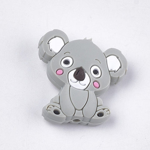 LIGHT GREY Food Grade Silicone Beads For Teethers, Beagle Dog/Koala 28mm Food Grade Silicone Beads For Teethers, Beagle Dog/Koala 28mm