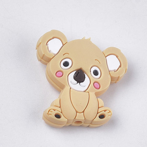 NAVAJO WHITE Food Grade Silicone Beads For Teethers, Beagle Dog/Koala 28mm Food Grade Silicone Beads For Teethers, Beagle Dog/Koala 28mm