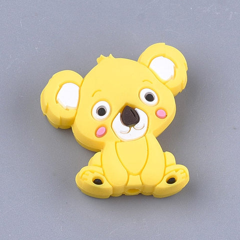 YELLOW Food Grade Silicone Beads For Teethers, Beagle Dog/Koala 28mm Food Grade Silicone Beads For Teethers, Beagle Dog/Koala 28mm