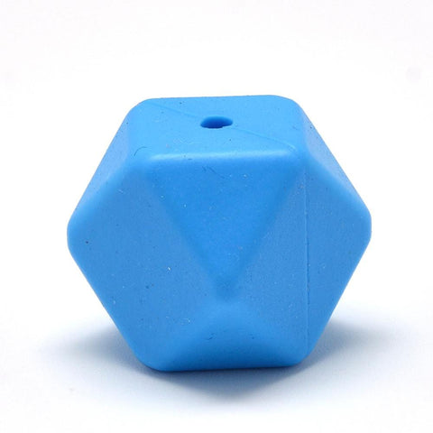 DEEP SKYBLUE Food Grade Silicone Chewing Beads For Teethers,  Faceted Cube, 14mm Food Grade Silicone Chewing Beads For Teethers,  Faceted Cube, 14mm