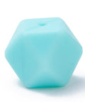 PALE TURQOUISE Food Grade Silicone Chewing Beads For Teethers,  Faceted Cube, 14mm Food Grade Silicone Chewing Beads For Teethers,  Faceted Cube, 14mm