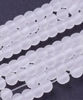 WHITE (BE5439-13) Frosted Glass Bead Strands, Round, 4mm Transparent Glass Bead Strands, Frosted, Round, Black  Size: about 4mm in diameter, hole: 1.3~1.6mm; about 200pcs/strand, 31.4".