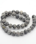 Frosted Natural Black Silk Stone-Netstone, Round Bead Strands, 10MM Frosted Natural Black Silk Stone/Netstone Round Bead Strands Size: about 10mm in diameter, hole: 1mm; about 19pcs/strand, 7.5".