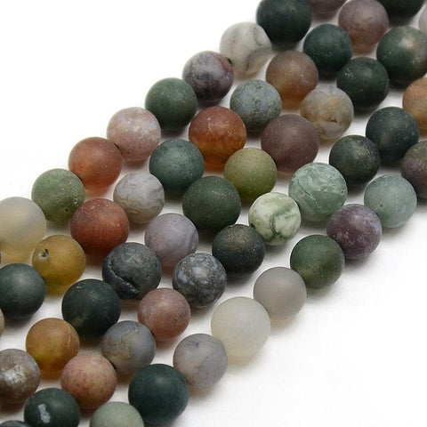 Frosted Natural Indian Agate Round Bead Strands Size: about 4mm in diameter, hole: 1mm; Frosted Natural Indian Agate Round Bead Strands Size: about 4mm in diameter, hole: 1mm; about 93~96pcs/strand