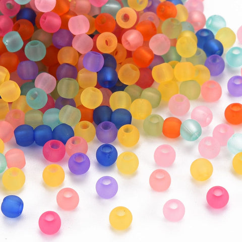 Frosted Transparent Acrylic Beads, Round, Mixed Color 4mm Frosted Transparent Acrylic Beads, Round, Mixed Color 4mm