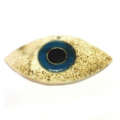 (GE3794) Ceramic Eye Pendant 96X48MM (1 PC) Ceramic Evil Eye pendant