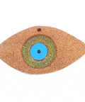 (GE4509) Ceramic Evil Eye 96mm (1 PC) Ceramic Pendant Eye with Enamel 96x48mm Orange/Glitter Gold/Water Blue	