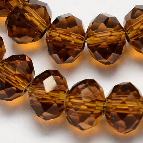 DARK GOLDENROD Glass Beads, Faceted Rondelle, 10x7mm Glass Beads, Faceted Rondelle, 10x7mm