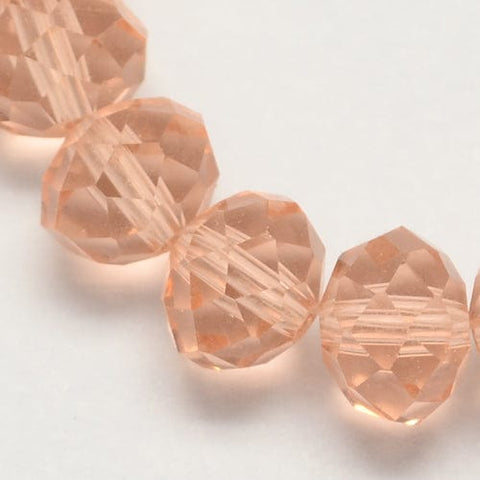 DARK SALMON Glass Beads, Faceted Rondelle, 10x7mm Glass Beads, Faceted Rondelle, 10x7mm