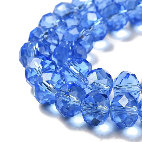MEDIUM BLUE Glass Beads, Faceted Rondelle, 10x7mm Glass Beads, Faceted Rondelle, 10x7mm
