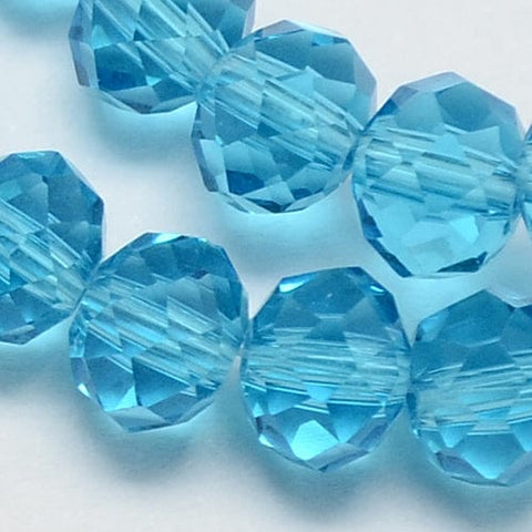 TURQUOISE Glass Beads, Faceted Rondelle, 10x7mm Glass Beads, Faceted Rondelle, 10x7mm