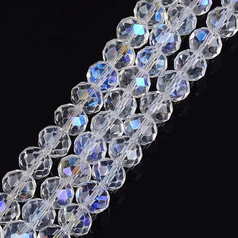 CLEAR AB Glass Beads, Pearl Luster Plated, Crystal Faceted Rondelle, 10x7mm Glass Beads, Pearl Luster Plated, Crystal Faceted Rondelle, 10x7mm