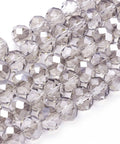 LIGHT GREY Glass Beads, Pearl Luster Plated, Crystal Faceted Rondelle, 10x7mm Glass Beads, Pearl Luster Plated, Crystal Faceted Rondelle, 10x7mm