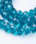 DARK CYAN Glass Beads, Pearl Luster Plated, Crystal Faceted Rondelle, 10x7mm Glass Beads, Pearl Luster Plated, Crystal Faceted Rondelle, 10x7mm