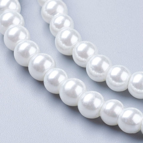 WHITE Glass Beads Pearlized, 6mm Glass Beads Pearlized, 6mm