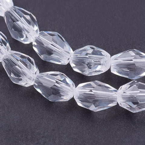 CLEAR Glass Beads Strands, Faceted, 6x4mm Glass Beads Strands, Faceted, 6x4mm