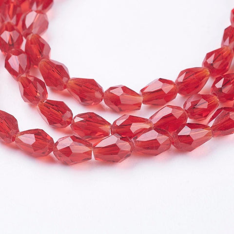 RED Glass Beads Strands, Faceted, 6x4mm Glass Beads Strands, Faceted, 6x4mm