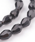 Glass Beads Strands, Faceted, Drop, Black 6x4mm Glass Beads Strands, Faceted, Drop, Black 6x4mm