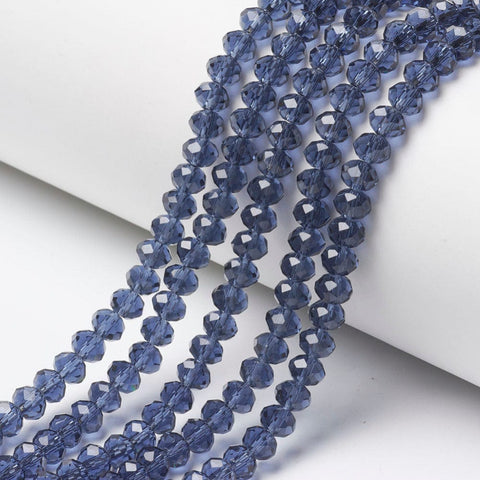 SLATE BLUE Glass Beads Strands, Faceted, Rondelle, 6x5mm Glass Beads Strands, Faceted, Rondelle, 6x5mm