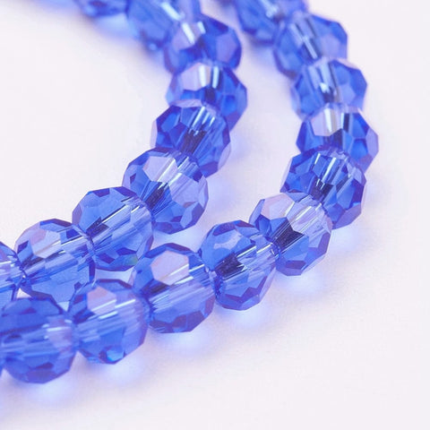 BLUE Glass Beads Strands, Faceted, Round, 4mm Glass Beads Strands, Faceted, Round, 4mm