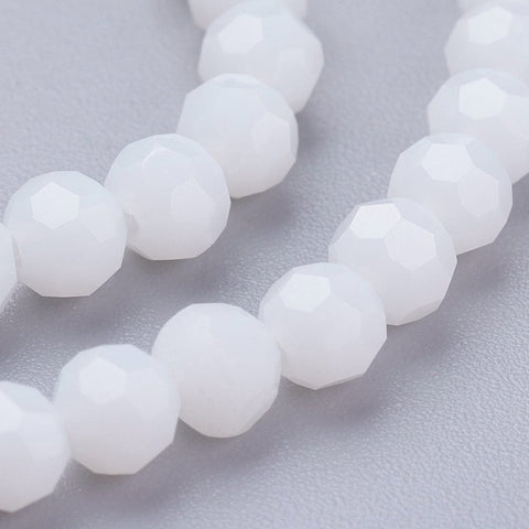 WHITE Glass Beads Strands, Faceted, Round, 4mm Glass Beads Strands, Faceted, Round, 4mm