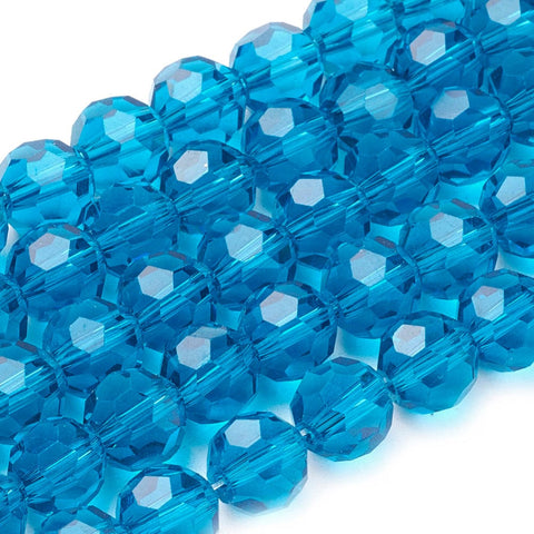 STEEL BLUE Glass Beads Strands, Faceted, Round, 8mm Glass Beads Strands, Faceted, Round, 8mm