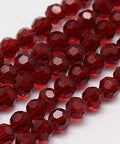 DARK RED Glass Beads Strands, Faceted, Round, 8mm Glass Beads Strands, Faceted, Round, 8mm