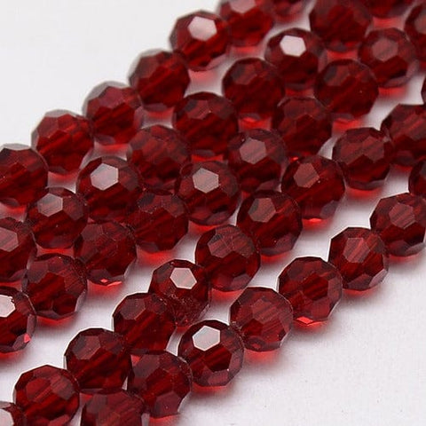 DARK RED Glass Beads Strands, Faceted, Round, 8mm Glass Beads Strands, Faceted, Round, 8mm