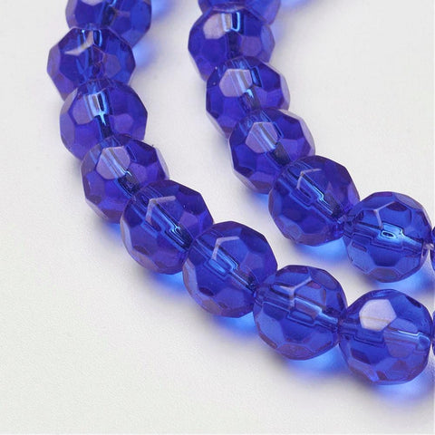 Glass Beads Strands, Faceted, Round, Blue  8mm Glass Beads Strands, Faceted, Round, Blue  8mm