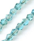 CYAN /HALF GOLDEN PLATED Glass Bicone Beads, 3mm Glass Beads Strands, AB Color Plated, Faceted, Bicone, DarkRed Size: about 3mm long, 3~3.5mm in diameter, hole: 0.5mm; about 150pcs/strand, 15.5".