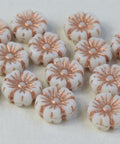 (FLB-03000-54318) CHALK WHITE GLASS FLOWER BEADS, 9MM GLASS FLOWER BEADS, 9MM
