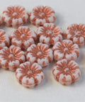 (FLB-03000-54319)  CHALK WHITE GLASS FLOWER BEADS, 9MM GLASS FLOWER BEADS, 9MM