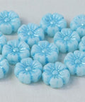 (FLB-03000-54323) LIGHT BLUE GLASS FLOWER BEADS, 9MM GLASS FLOWER BEADS, 9MM