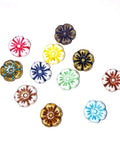 (FLB-03000-MIX) RANDOMLY MIX COLORS GLASS FLOWER BEADS, 9MM GLASS FLOWER BEADS, 9MM