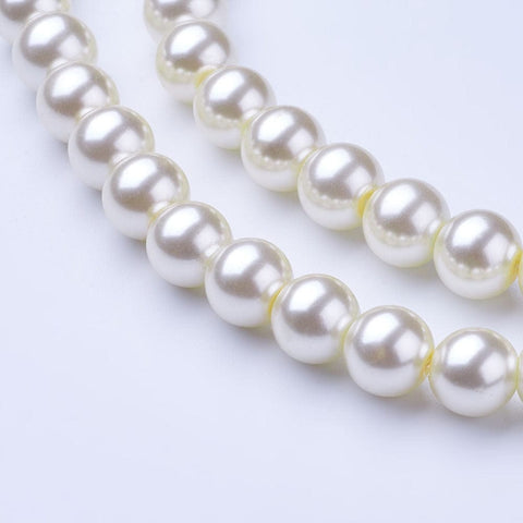 Glass Pearl Beads, Round, Ivory, 10mm Glass Pearl Beads, Round, Ivory, 10mm