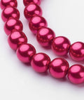 DEEP PINK Glass Pearl Beads Strands, Pearlized, Round, 10mm Glass Pearl Beads Strands, Pearlized, Round, Black Size: about 10mm in diameter, hole: 1mm, about 85pcs/strand
