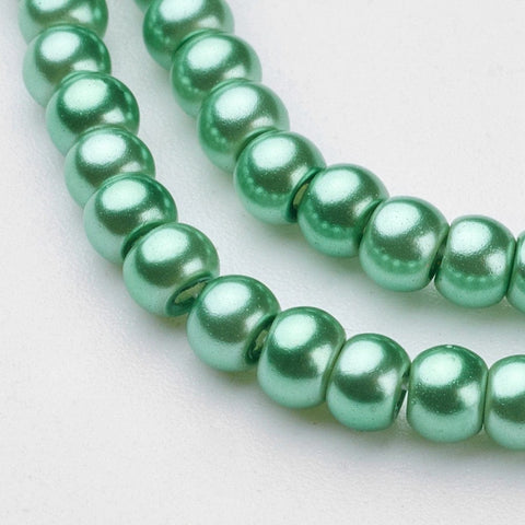 AQUAMARINE Glass Pearl Beads Strands, Pearlized, Round, 3mm Glass Pearl Beads Strands, Pearlized, Round, 3mm
