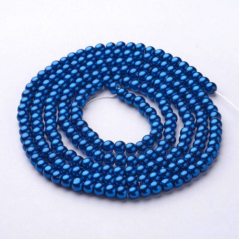 Glass Pearl Beads Strands, Pearlized, Round, SteelBlue 4MM (BE5021) Glass Pearl Beads Strands, Pearlized, Round, SteelBlue Size: about 4mm in diameter, hole: 1mm, about 216pcs/str