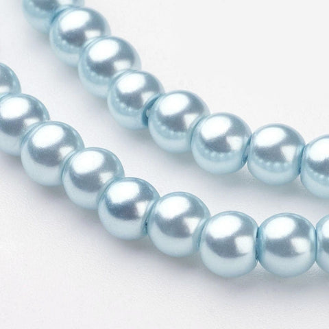 LIGHT BLUE Glass Pearls, 4mm Glass Pearls 4mm Gold 