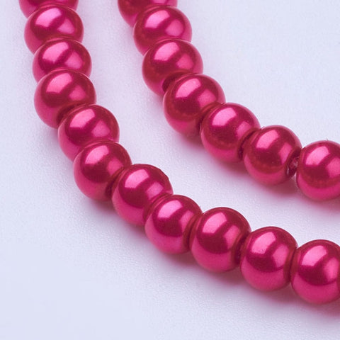 HOT PINK Glass Pearls, 4mm Glass Pearls 4mm Gold 