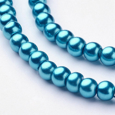 Glass Pearls, Teal, 4mm Glass Pearls 4mm Teal