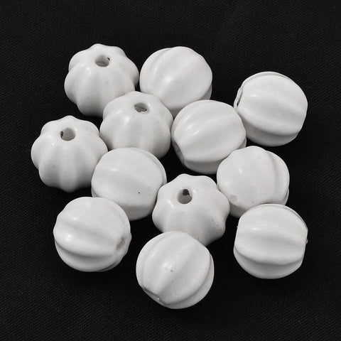 Glazed Porcelain, Pumpkin, White 13mm Glazed Porcelain, Pumpkin, White 13mm