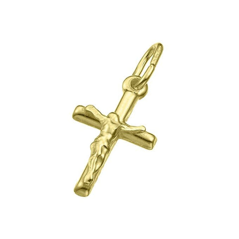 GOLD PLATED Sterling silver Crucifix 20x12mm with oval ring (1 PC) GOLD PLATED Sterling silver Crucifix 20x12mm with oval ring (1 PC)