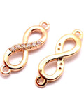 (GQ4468) Environmental Brass Micro Pave Cubic Zirconia Links, Infinity,Real Gold Plated 17mm long (2 PCS) (GQ4468) Environmental Brass Micro Pave Cubic Zirconia Links, Infinity,Real Gold Plated 17mm long (2 PCS)