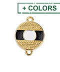 (GQ5842X) Eye round motif with grains with 2 rings 14X19MM (2 PCS) Eye round motif with grains with 2 rings  24 GOLD PLATED  14X19MM